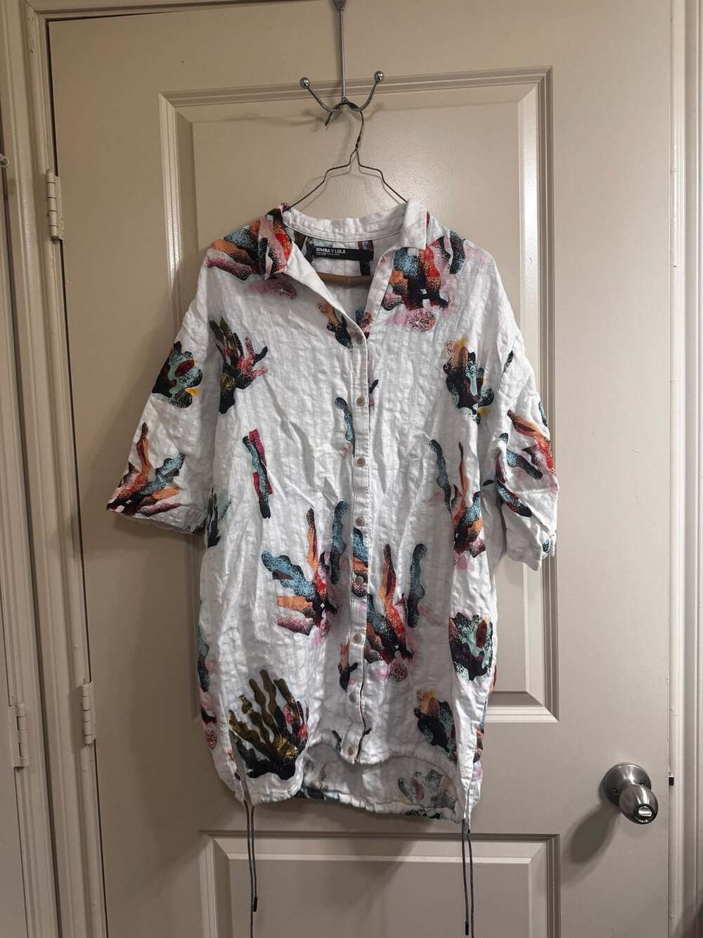 bimba y lola abstract print linen shirt dress 🪸✨
